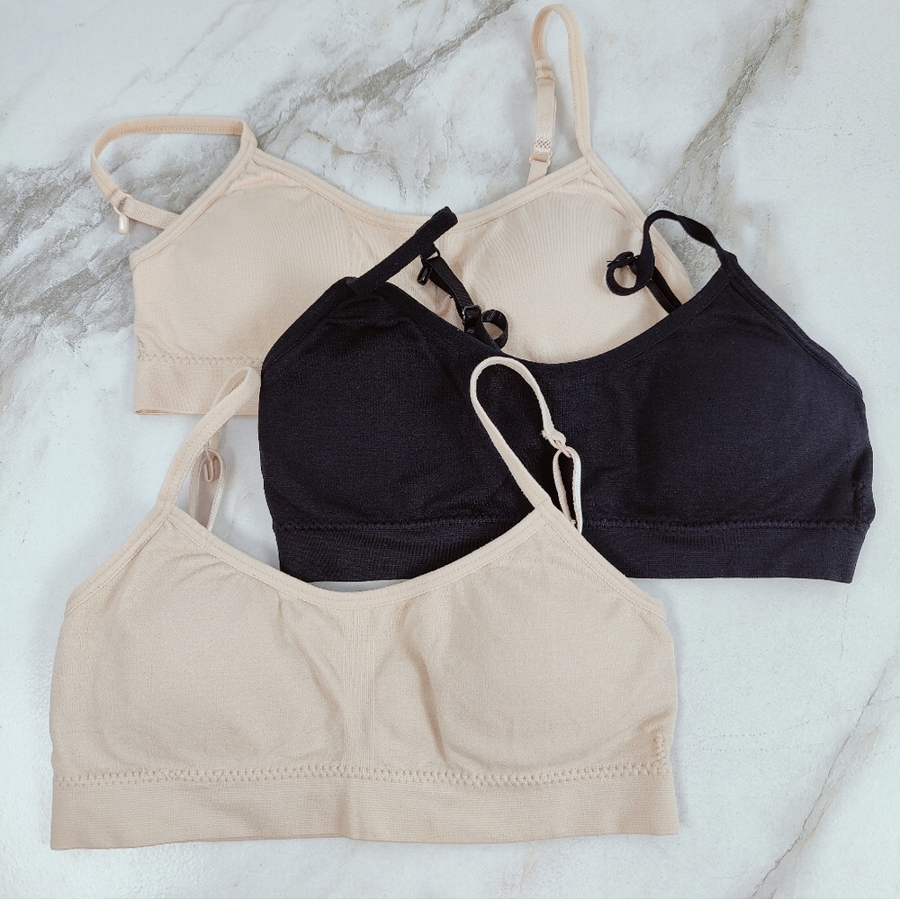 The Popular Store Girls' Teens' Lightly Padded Training Bras, Set of 3, M